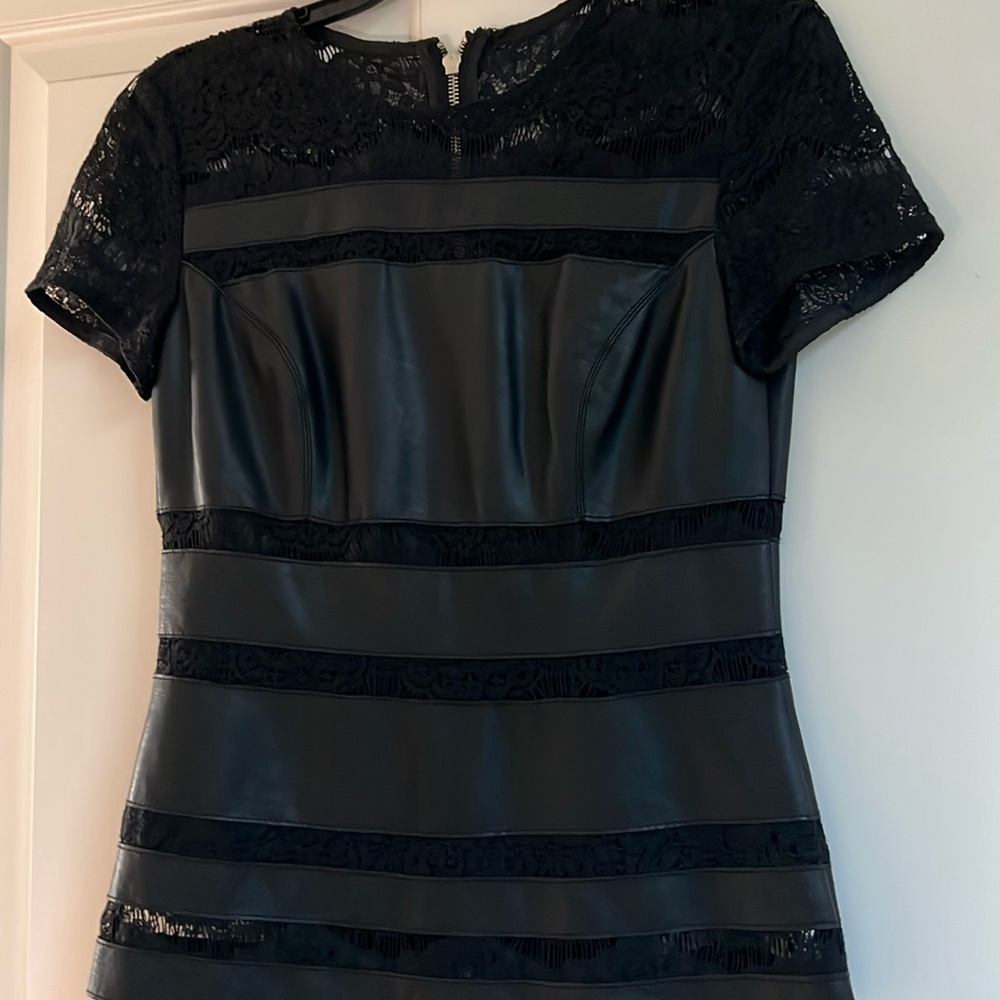 Lace/faux leather top